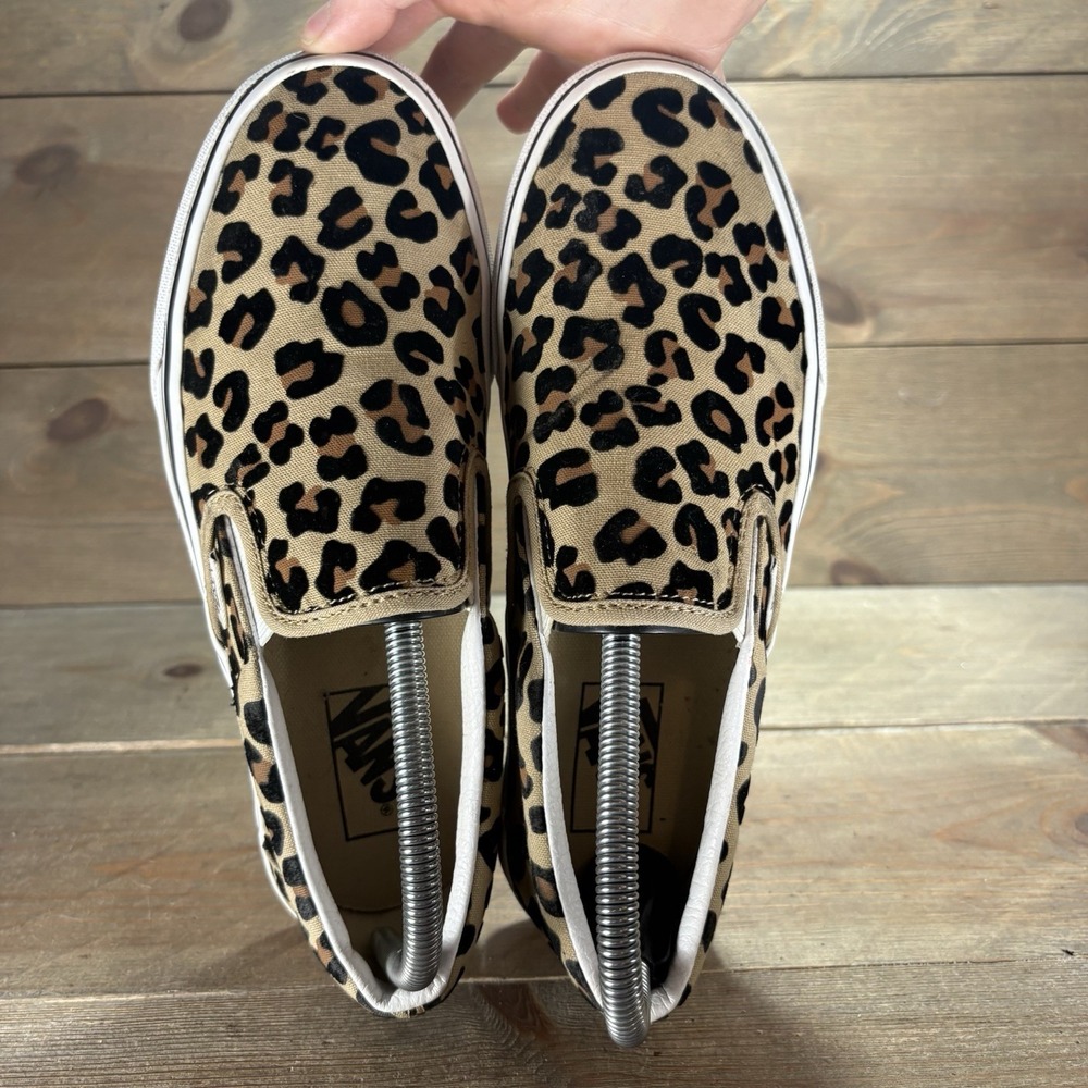 vans classic womens size 7.5 shoes brown leopard print athletic skate sneakers - Picture 7 of 9